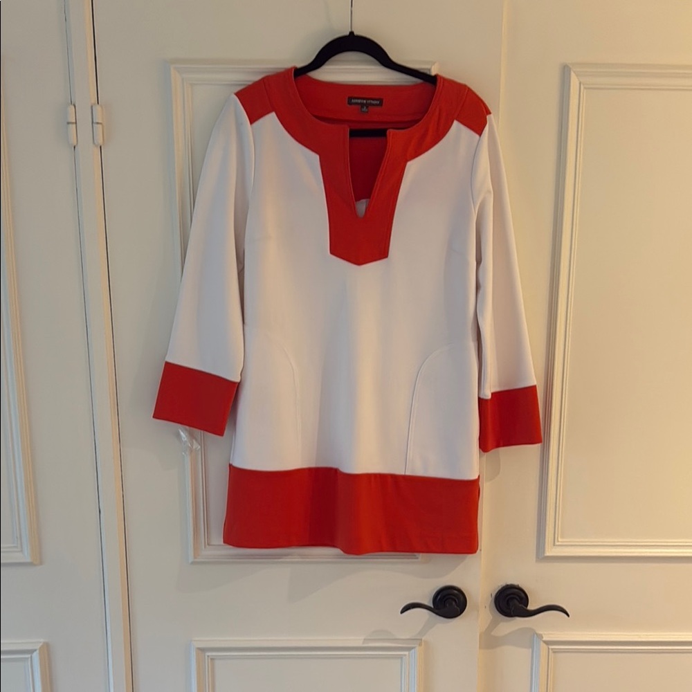 Women's Red and White Top